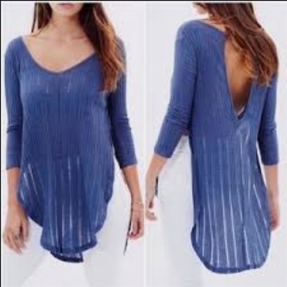 Free People Astoria Side Spilt Open keyhole Back Top Tunic Size S - Picture 10 of 10